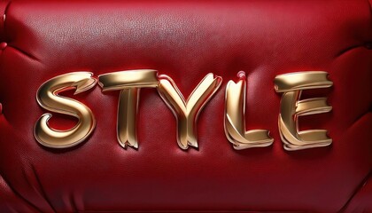 Wall Mural - Stylish Gold Text on Red Leather Background