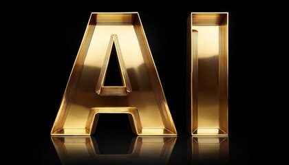 Poster - Golden AI Letters Representing Artificial Intelligence