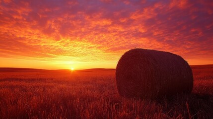 Canvas Print - Hay Bale Sunset