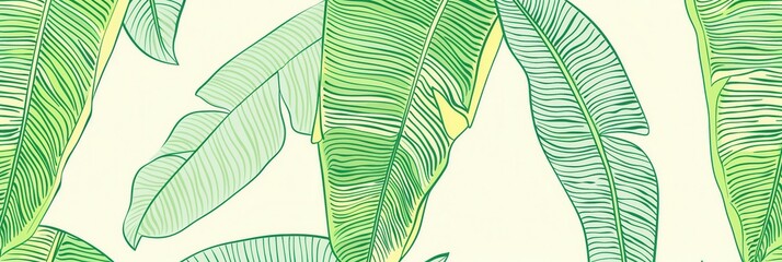 Seamless pattern background of fresh banana plant leaf