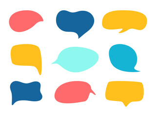 Poster - Colorful Hand drawn Speech Bubble set. Message Text Box cloud collection. Doodle Child conversation Dialog Blank Balloon. Cute chatting sticker element for design