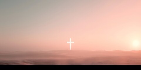 Wall Mural - cross at sunset