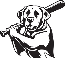 Canvas Print - Labrador Retriever with Baseball Bat Vector Illustration