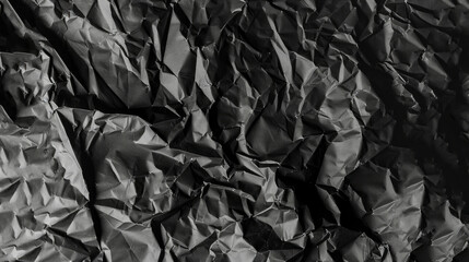 Aufkleber - Crumpled black paper displays complex textures and shadows, revealing the play of light across its surface
