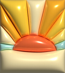 Aufkleber - Yellow and orange rays with glossy surface, 3D rendering illustration