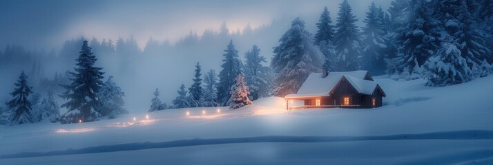 Wall Mural - Vacation house with winter scenic view