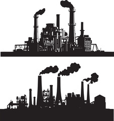 Canvas Print - Power Plant Silhouette Vector Illustration Stylized Graphic