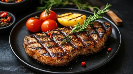 Grilled Steak with Rosemary and Lemon