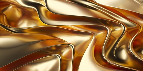 Sticker - Abstract golden background. Flowing metallic ribbons. Luxurious wallpaper