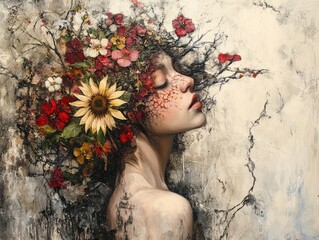 Canvas Print - person with flowers