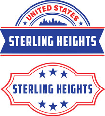 Sticker - Sterling Heights Michigan Vector Set