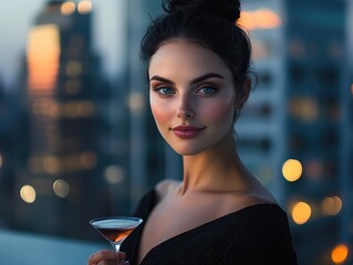 Wall Mural - portrait of a woman in a restaurant