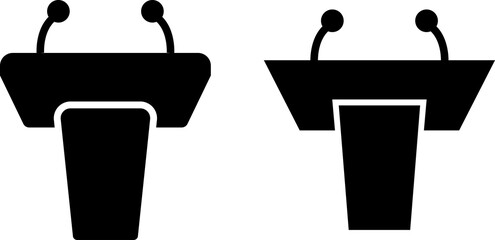 Poster - Tribune Icon Set with Mics - Flat Style Speaker Podium Icons on Transparent Background, Conference and Public Speech Vector Illustrations, High-Resolution Graphics for Business and Event Presentations