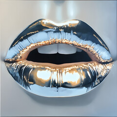 Poster - metallic chrome lips