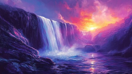 Wall Mural - waterfall in the night