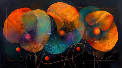 Wall Mural - colorful poppies illustration 