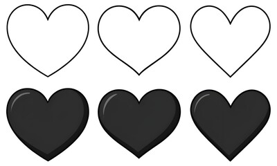 A collection of black and white heart shapes 