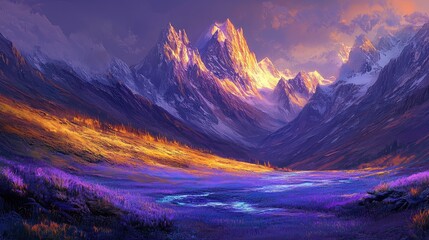 Wall Mural - sunset in the mountains