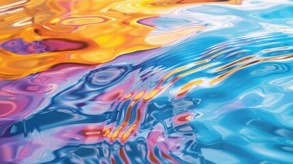 Poster - Colorful liquid ripples with empty space like an azure wave backdrop