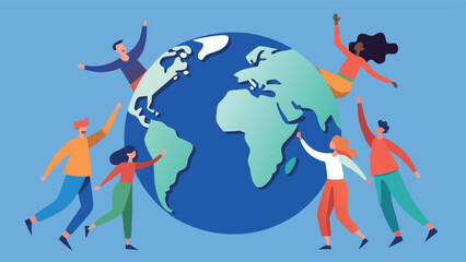 World population day illustration with earth planet and people of different nationalities
