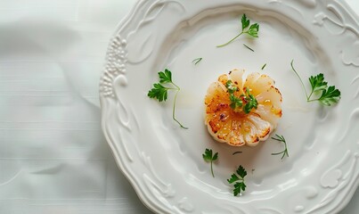 Fresh scallop seafood with cream sauce on plate makes it even beautiful and delicious Generate AI