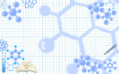 Wall Mural - Education doodle seamless pattern. Science line hand drawn elements - mathematics formula, chemistry molecule, dna, graph, scientific experiment vector repeated background