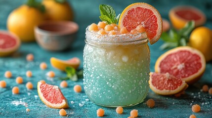 Canvas Print - Refreshing Citrus Drink with Fresh Fruit Garnish