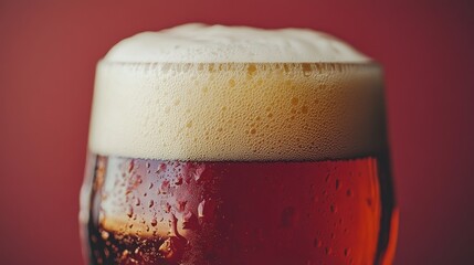 Poster - Close-Up of a Frothy Amber Beer in a Glass