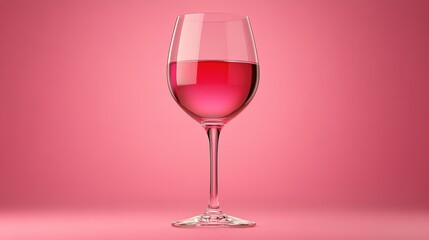 Wall Mural - Elegant Wine Glass with Rosé Against Pink Background