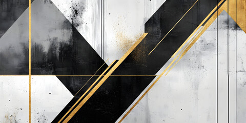Wall Mural - geometric black and white background. luxurious textured background of black and white slabs and gol