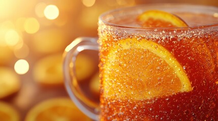 Poster - Refreshing Beverage with Citrus Garnish in Sunlight