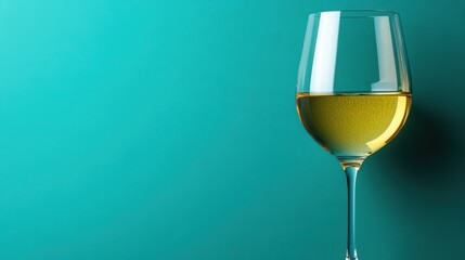 Poster - Elegant Wine Glass on Vibrant Blue Background