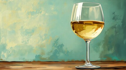 Wall Mural - Elegant Glass of White Wine on Colorful Background