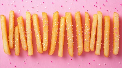 Wall Mural - Colorful Candy Sticks on Pink Background