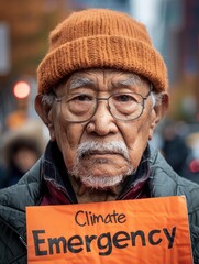 Wall Mural - A man holds a sign that reads 