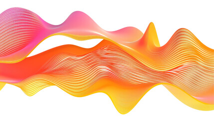 Wall Mural - Abstract wave of orange and pink lines on a transparent background.