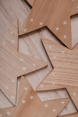 Wooden star-shaped decorations