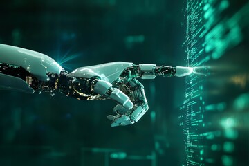 Poster - Futuristic robotic ai productivity banner with hologram connection   poster design