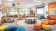 © BOJOShop - Modern Classroom Interior Design with Colorful Furniture.
