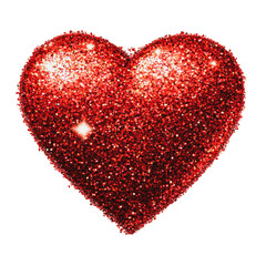 PNG Shiny red glitter heart on a white background