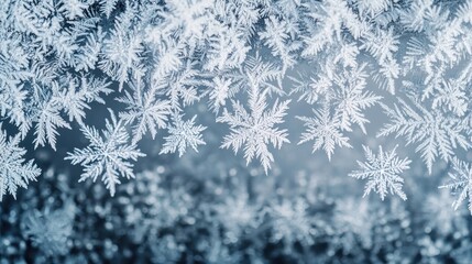 Poster - Frozen Windowpane with Delicate Snowflake Patterns.