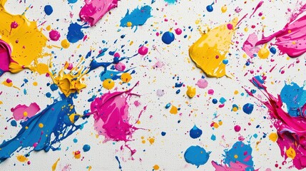 Wall Mural - Colorful Paint Splatters on Canvas.