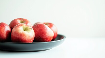 red apples in a plate on an isolated white background Generative AI