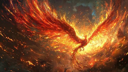 Wall Mural - Phoenix Rising from Ashes.