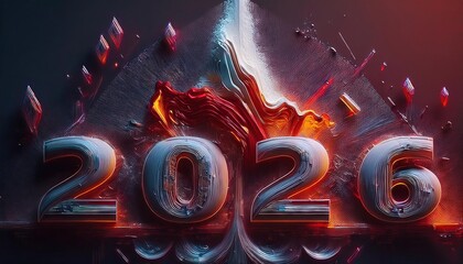 Wall Mural - Futuristic Digital Artwork Representation of 2026