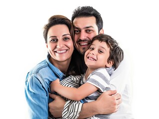 Family father mother son daughter kid studio photo white background