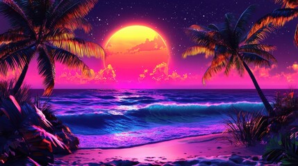 Canvas Print - Tropical Sunset Beach.