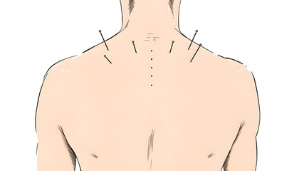 Gua-Sha Acupuncture Treatment on Back isolated with white highlights, png