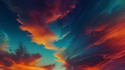 Wall Mural - Colorful Abstract Sky Web Wallpaper With Face Generative AI

