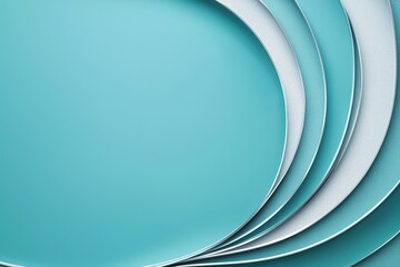 Aufkleber - Curved layers of teal and white create a modern abstract composition showcasing smooth transitions and a calming aesthetic